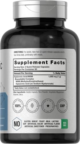 Horbäach Hyaluronic Acid with MSM | 1000 mg | 120 Capsules