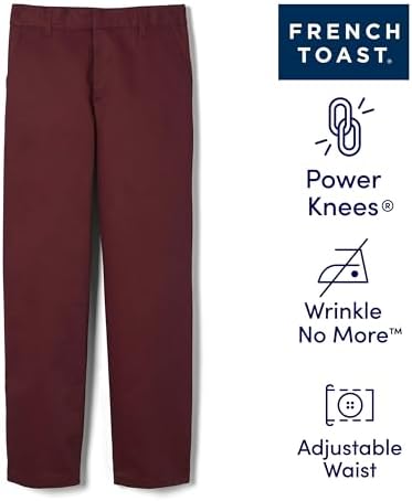 French Toast Boys' Adjustable Waist Relaxed Fit Twill Pant | school uniform pants, no need to iron, double knees for durability, typically fit boys ages 2-14
