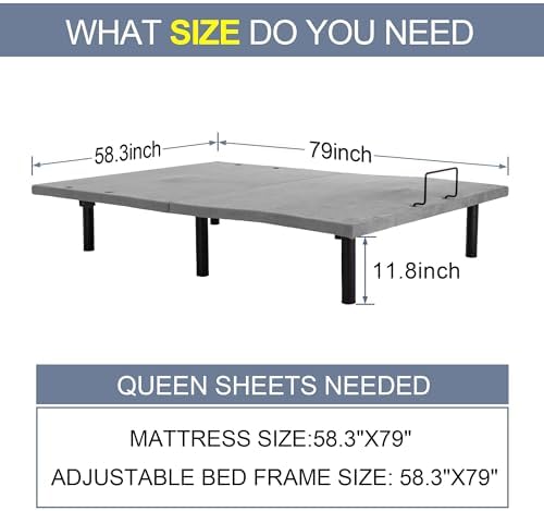 Fromann Adjustable Electric Twin XL Bed Base Frame with Massage, USB Type-C Ports, Zero Gravity, Under Bed Led Lighting and Three Leg Height (Black)