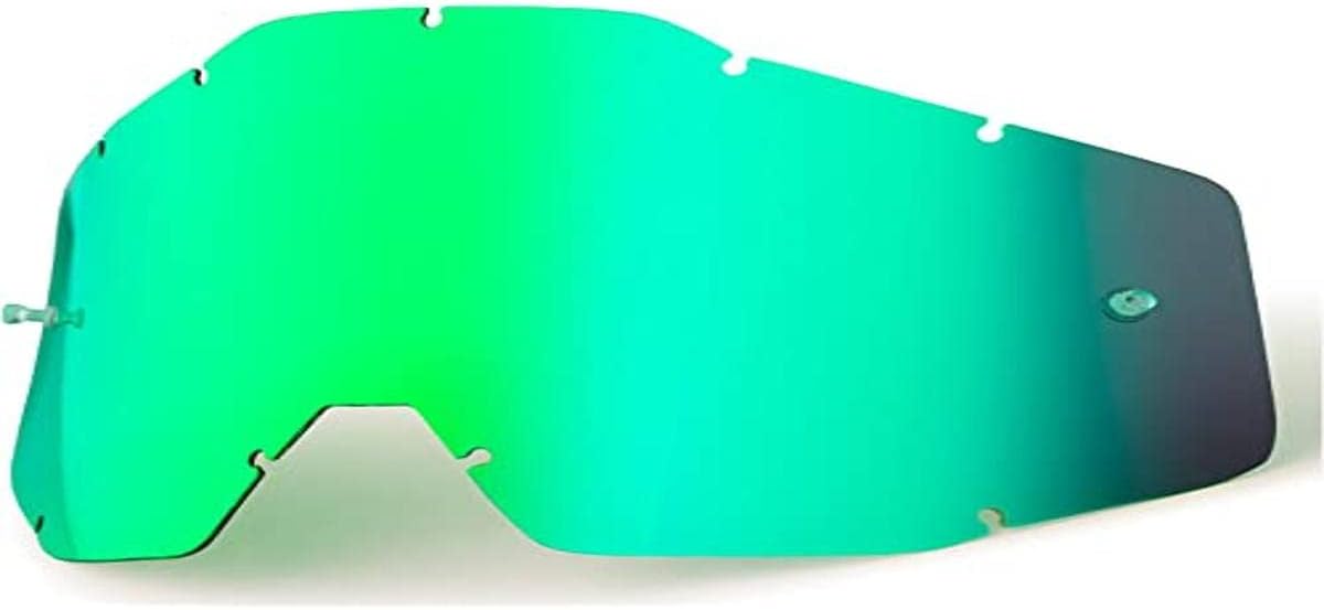 100% Goggle Replacement Lens - Racecraft 1, Accuri 1, Strata 1 Compatible (Anti-Fog-GREEN MIRROR)