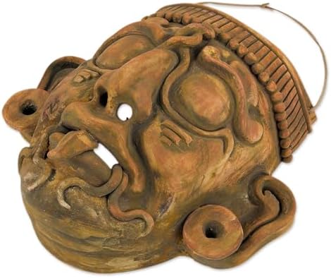 NOVICA Artisan Handmade Ceramic Mask Maya God of Sun Wall Replica Crafted by Mexico 'Maya Lord Kinich Aha'