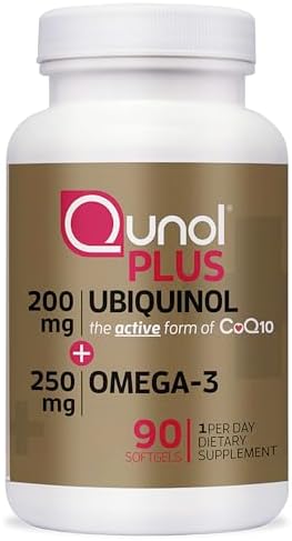 Qunol Ubiquinol 200mg + Omega-3 250mg, Extra Strength Antioxidant, 90ct | #1 Cardiologist Recommended Supplement for Heart Health