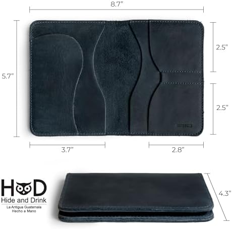 Hide & Drink, Double Passport Cover with Slots for Bills and Keys, Rustic Case, ID Organizer, Full Grain Leather, Handmade Accessories, Bourbon Brown
