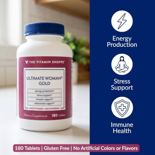 The Vitamin Shoppe Brand Ultimate Woman's Gold Multivitamin, 90 Tablets | Women’s Multivitamin with Iron, B Vitamins & Vitamin D3 for Energy Production, Bone & Immune Health Support, Gluten Free