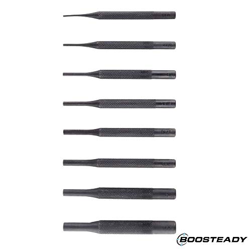 8 Pieces Gunsmith Grip Pin Punch Tool Set in Zippered Organizer Carry Case for Woodwork Machinery Repairs and Crafts by BOOSTEADY