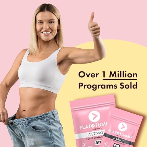 Flat Tummy Detox Tea (2 Week Program) – 2-Step Detox Tea to Boost Energy & Reduce Bloating* - All Natural Detox Cleanse w/ Green Tea, Lemon Balm