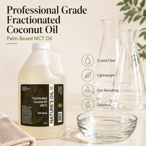 Fractionated Coconut Oil (MCT Oil) Oil Gallon for Massage, Diluting Essential Oils, Hair & Skin Care Moisturizer - by Nature's Oil
