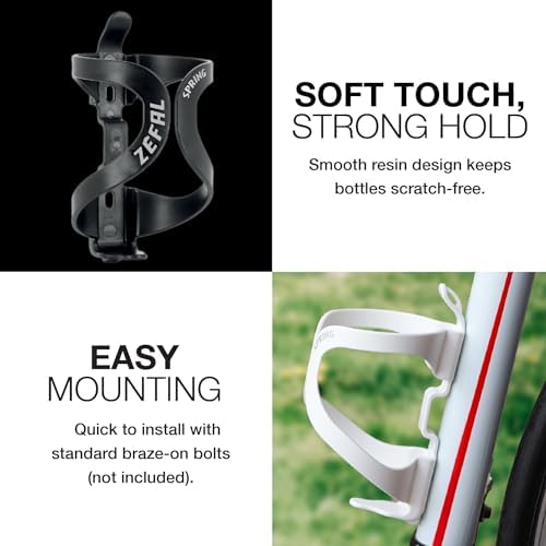 Zefal Spring Bottle Cage – Black, Lightweight 46g Flexible Thermoplastic Resin Water Bottle Holder, Universal 70–80 mm Fit