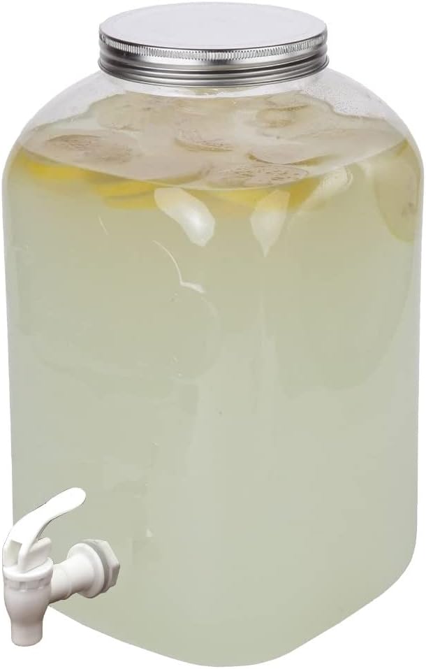 Lily's Home Plastic Beverage Dispenser with Spigot - 2 Gallon Drink Holder for Water, Juice, Tea - Ideal for Parties, Lemonade Stands, & Events