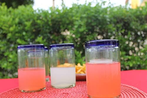 Fiesta Brands Mexican Blue Rimmed Drinking Glasses