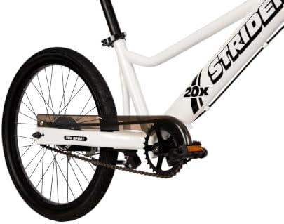 Strider 20x Convertible Balance Bike, Easy Assembly, Ages 8+, White | Lightweight Aluminum Frame with Kickstand, No-Pedal, Dual Drum Handbrakes
