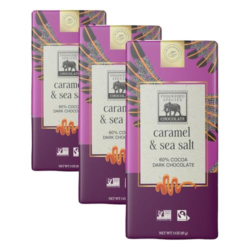 Endangered Species Dark Chocolate Bar w/Sea Salt & Almonds (72% cocoa) | Rich 72% dark chocolate with sea salt and crunchy almonds for a bold cocoa flavor and satisfying crunch.
