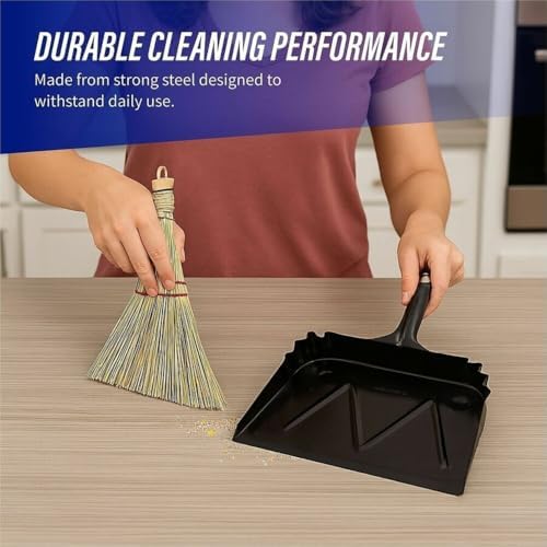 Genuine Joe 16" Heavy-Duty Metal Dustpan, Black, 1 Count