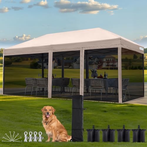 Quictent 10'x10' Pop up Screened Canopy Tent with Mosquito Netting | Portable Easy up Outdoor Screen House Shelter for Patio, Camping and Picnic, Includes Wheeled Carry Bag