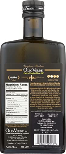 OLIO VERDE Sicily Extra Virgin Olive Oil, 16.9 FZ