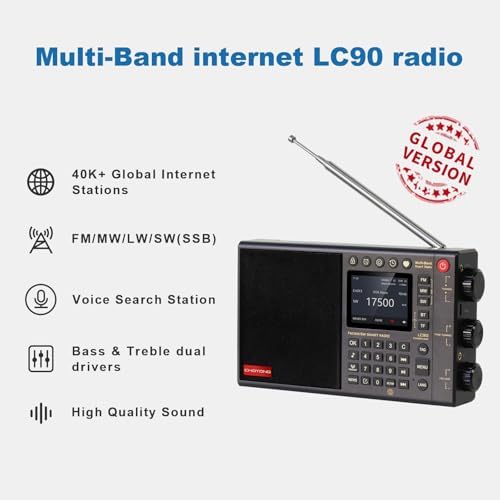 CHOYONG LC90 Multi-Band Smart Internet Radio, WiFi/4G, AM/FM/MW/SW Receiver | Global 40k+ Internet Radios best shortwave Receiver with SSB