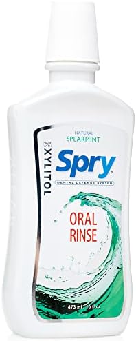Spry Natural Xylitol Oral Rinse Mouthwash, Spearmint - 16 fl oz (Pack of 1) | Natural, Fluoride Free, Enamel Support, Low Alcohol, Gentle for Sensitive Mouth and Gum, Non-GMO, No Burn