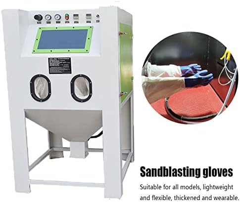 23.6" Canvas Rubber Sandblasting Sand blaster Protection Gloves for Sandblast Cabinets XL,1 pair