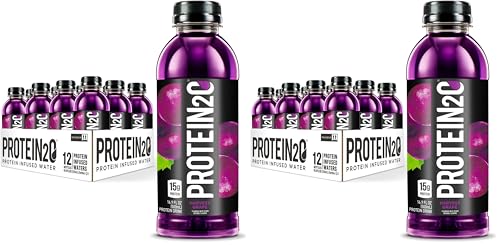 Protein2o 15g Whey Protein Isolate Infused Water, Ready To Drink, Sugar Free, Gluten Free, Lactose Free, Harvest Grape, 16.9 oz Bottle (Pack of 12)