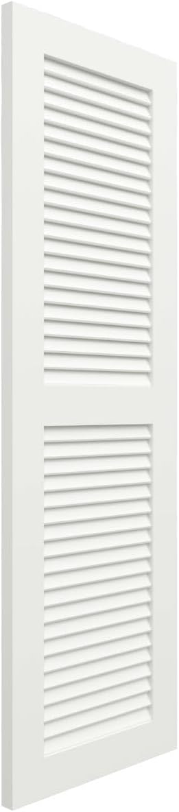 18"W x 60"H True Fit PVC Two Equal Louver Shutters, Unfinished (Per Pair - Hardware Not Included)