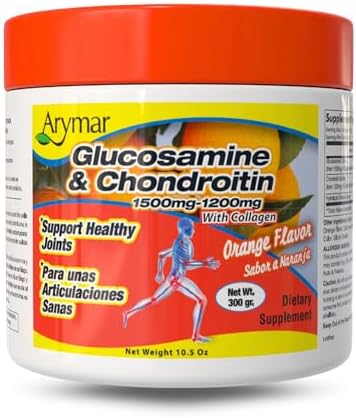 Arymar Glucosamine Chandroitin Powder (1500mg/1200mg) - Joint Health Support Supplement - Helps Maintain Mobility & Flexibility - High Absorption Formula - 300g (10.5 oz)