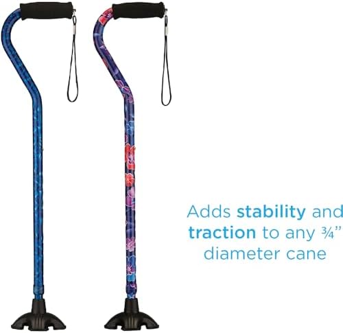 NOVA Stand Alone Quad Cane Tip – Extra-Wide Self-Standing Rubber Base with Non-Slip Grip Traction