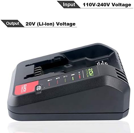 Lasica 20V Max Charger Compatible with Black & Decker 20v Battery and Compatible with Porter-Cable 20v Battery LBXR20 LBXR2020 PCC681L PCC685L