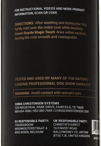 Crown Royale Magic Touch Formula 1 Pet Grooming Spray Ready-to-Use, No Heavy Build-Up, Finishing Spray, Prevents Coat Matting