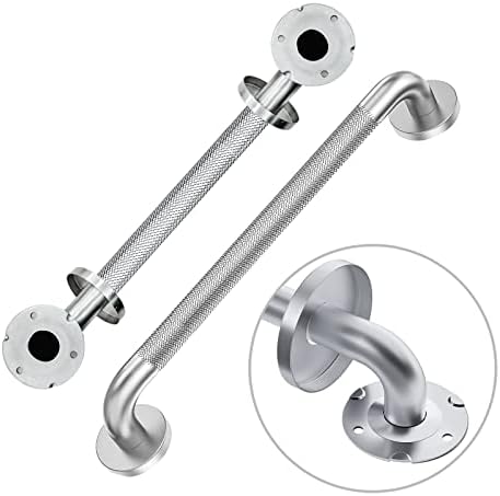 18 Inch Shower Grab Bar, 500lbs, Brushed Nickel Knurled, 2 Pack | 304 Stainless Steel, Fully Welded, ADA Compliant