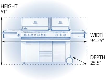 Napoleon PRO825RSBINSS-3 Prestige PRO 825 RSBI Natural Gas Grill, sq.in. + Infrared Rear & Bottom Range Burner, Stainless Steel