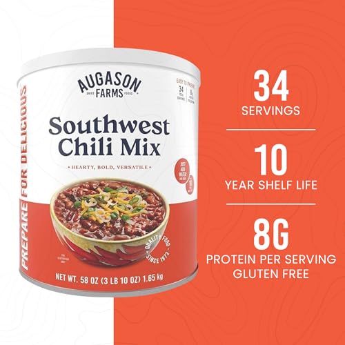 Augason Farms Southwest Chili Mix Can | Emergency Food Supply, 34 Servings, 10 Year Shelf Life, 8 Grams of Protein per Serving, Certified Gluten Free