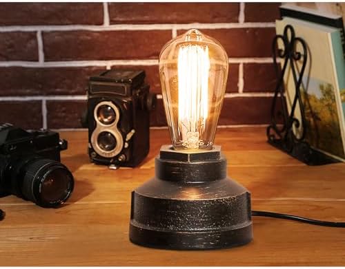 Small Touch Control Table Lamp Base, Industrial Touch Light Vintage Edison Bulb Base, Dimmable Bedside Nightstand Accent Light for Living Room Bedroom