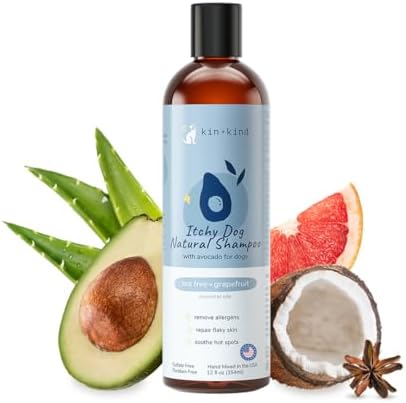 kin+kind Dry Skin + Coat Natural Dog Shampoo - for Dry Skin & Coat - Argan Oil Moisturizing Clean - Cedarwood Fragrance - 12 fl oz