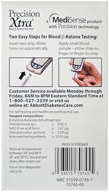 Precision Xtra Blood Ketone Test Strips - 10 ea - in Box