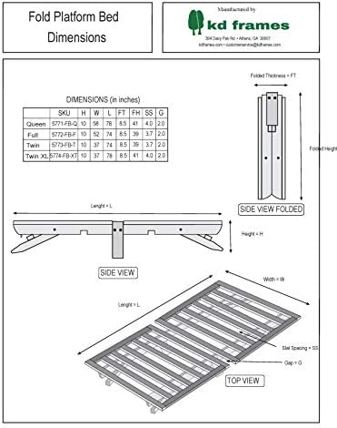 Fold Platform Bed - Queen Bed Frame - Unfinished Wood Bed Frame - Foldable Bed Queen - Natural, Minimalist Bed - Easy Assembly, No Box Spring Needed - Solid Wood Fold Up Queen Platform Bed