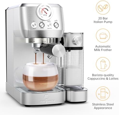 MAttinata 1633L Espresso Machine, Cappuccino Machine with Auto Milk Frother | 20 Bar Coffee Maker, Italian Pump, Fast Heating, Self Cleaning