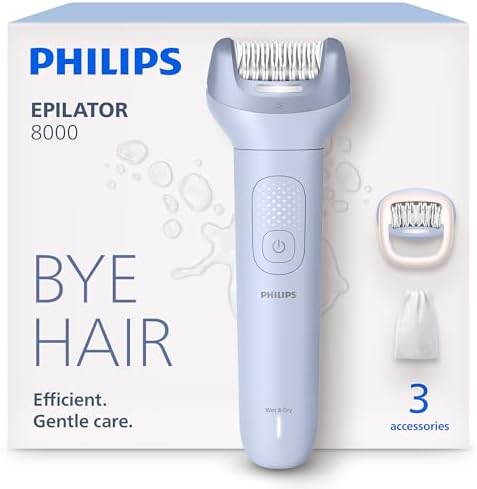 Philips Epilator Series 8000 for Women, with 3 Accessories, BRE700/04