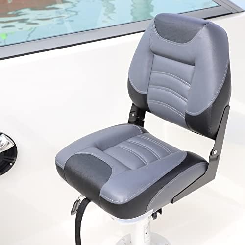 NORTHCAPTAIN T1 Deluxe Low Back Folding Fishing Boat Seats 2 Pack - Premium Bass/Jon/Pontoon Boat Chairs,4 Mounting Screws Included