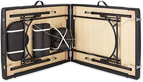Saloniture Professional Portable Lightweight Bi-Fold Massage Table with Aluminum Legs - Includes Headrest, Face Cradle