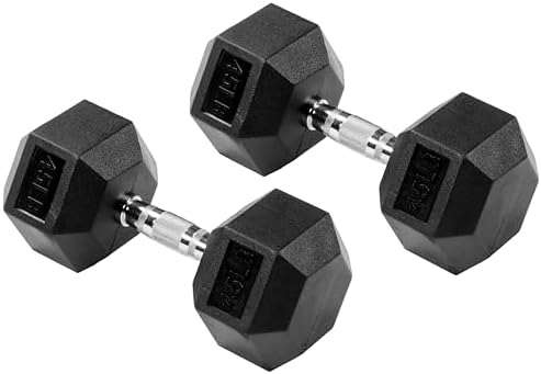 Rubber Encased Hex Dumbbell with Knurled Alloy Material Non-slip Handle, Basic Professional Dumbbell