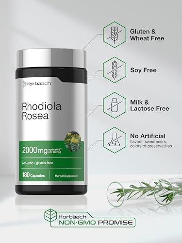 Horbäach Rhodiola Rosea Capsules | 180 Count