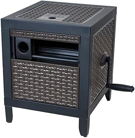 AMES NeverLeak Hose Reel Cabinet Box, 100 Ft. Capacity, Decorative with Wicker Look, Auto Track Rewinding, Black Metal