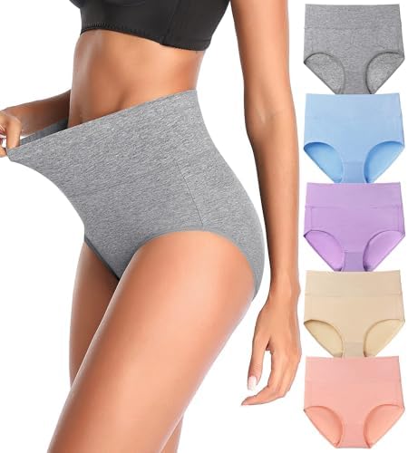 Women's High Waist Cotton Underwear Stretch Briefs Soft Comfy Ladies Panties MultiPack