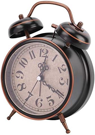 Boquite Old Fashioned Alarm Clock, Retro Mechanical Alarm Clock with Night Light (Black)