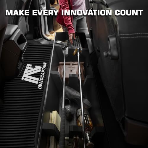 Rear Truck Underseat Storage Box, Fit 2017-2026 Ford F-250 F-350 Super Duty and 2015-2026 Ford F-150 SuperCrew Crew Cab Heavy Duty Rear Under Back Seat Box Organizer, Anti Slip