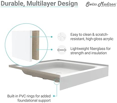 Voltaire 32" x 32" Acrylic White, Single-Threshold, Center Drain, Neo-angle Shower Base