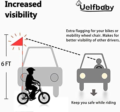 Bike Flags with Pole for Safety American Flag Height Adjustable Flagpole | Orange Bicycle Flag Full Color Tear-Resistant Waterproof, Heavy Duty Fiberglass Pole for Wheelchair and Golf Car
