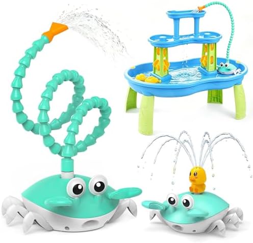 Water Table Pump, 5400mAh Rechargeable Crab Water Pump for Water Table with 3 Modes Sprinkler