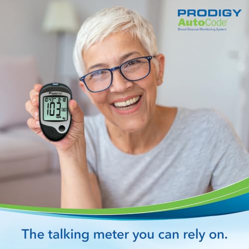 PRODIGY AutoCode Blood Glucose Monitoring System, Talking Meter, No Coding, Adjustable Depth Lancing Device, Twist Top Lancets 28G (10ct)