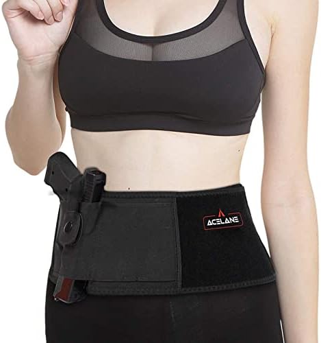 Acelane Belly Band Holster for Concealed Carry Gun Holster Tactical Elastic Waist Pistols Adjustable Belly Wrap Mag Pouch Fits Firearm Handgun Revolvers for Men & Women